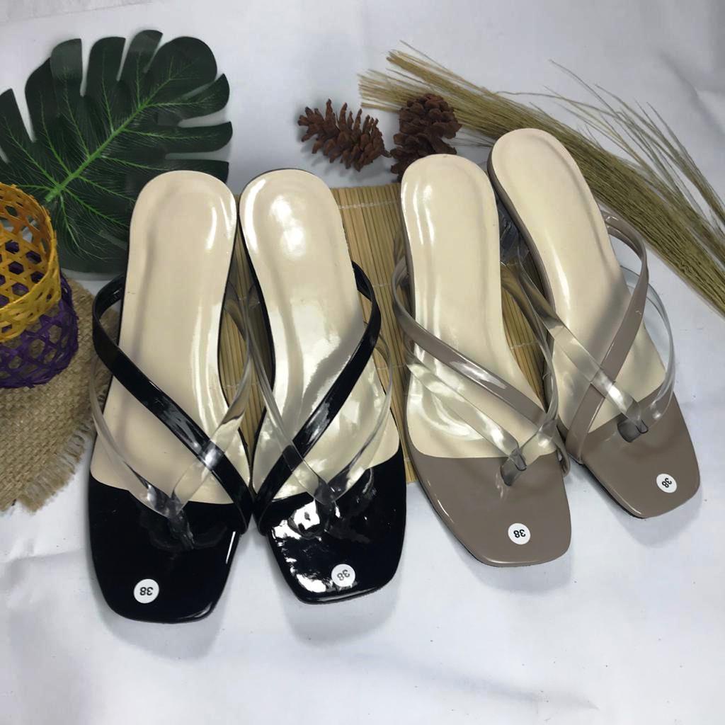 Sandal High Heels Wanita Terbaru 2021 Hak Kaca Remaja Dewasa Kekinian Bening Pesta Elegan Tali 5Cm C