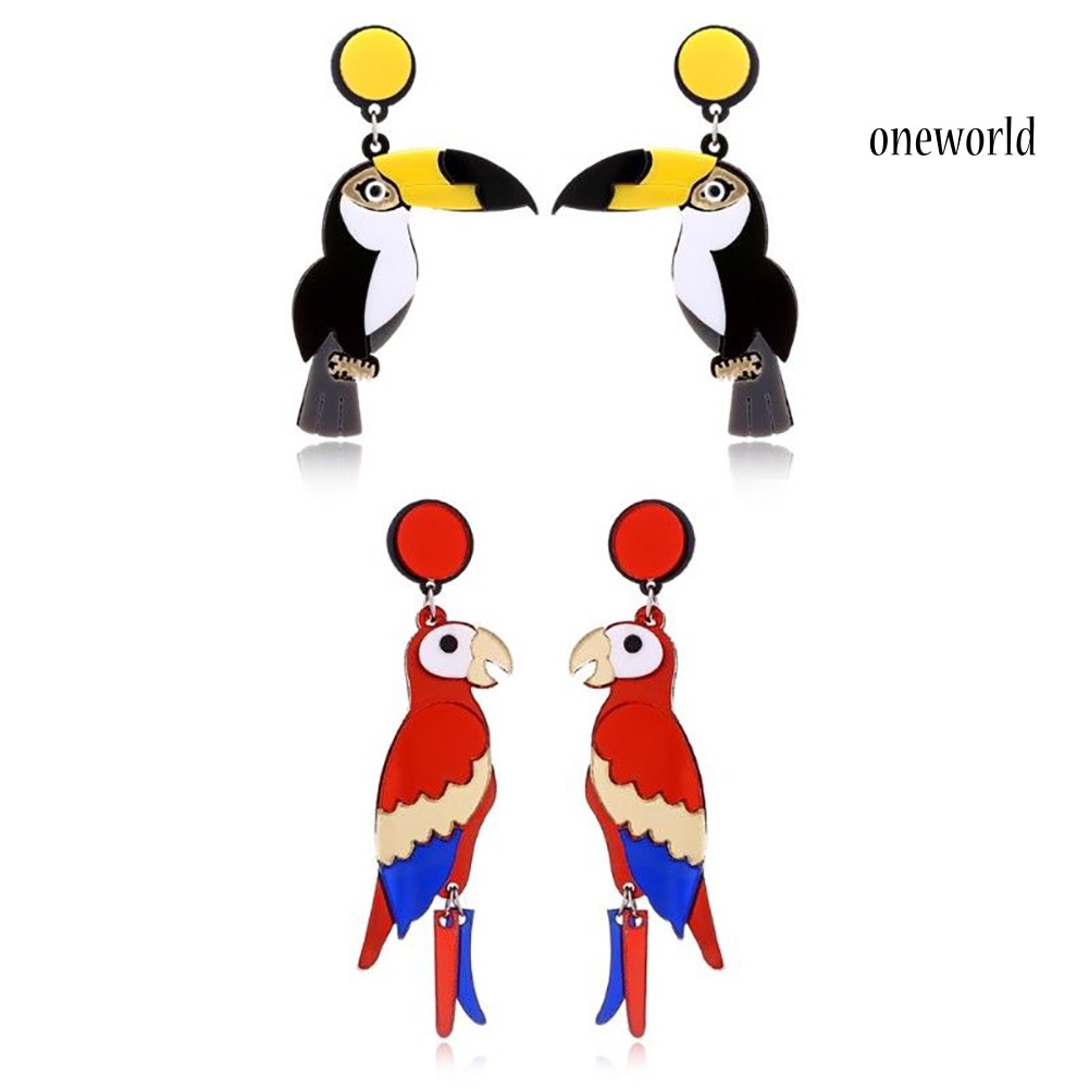 OW@ Fashion Women Multicolor Parrot Bird Pendant Drop Dangle Stud Earrings Jewelry