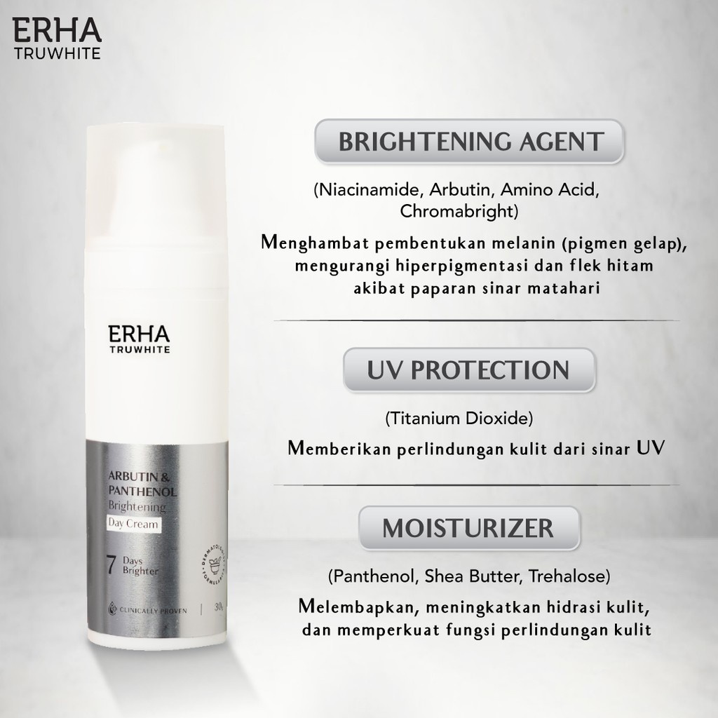 ERHA TRUWHITE ARBUTIN &amp; PANTHENOL BRIGHTENING DAY CREAM 30 GR @MJ