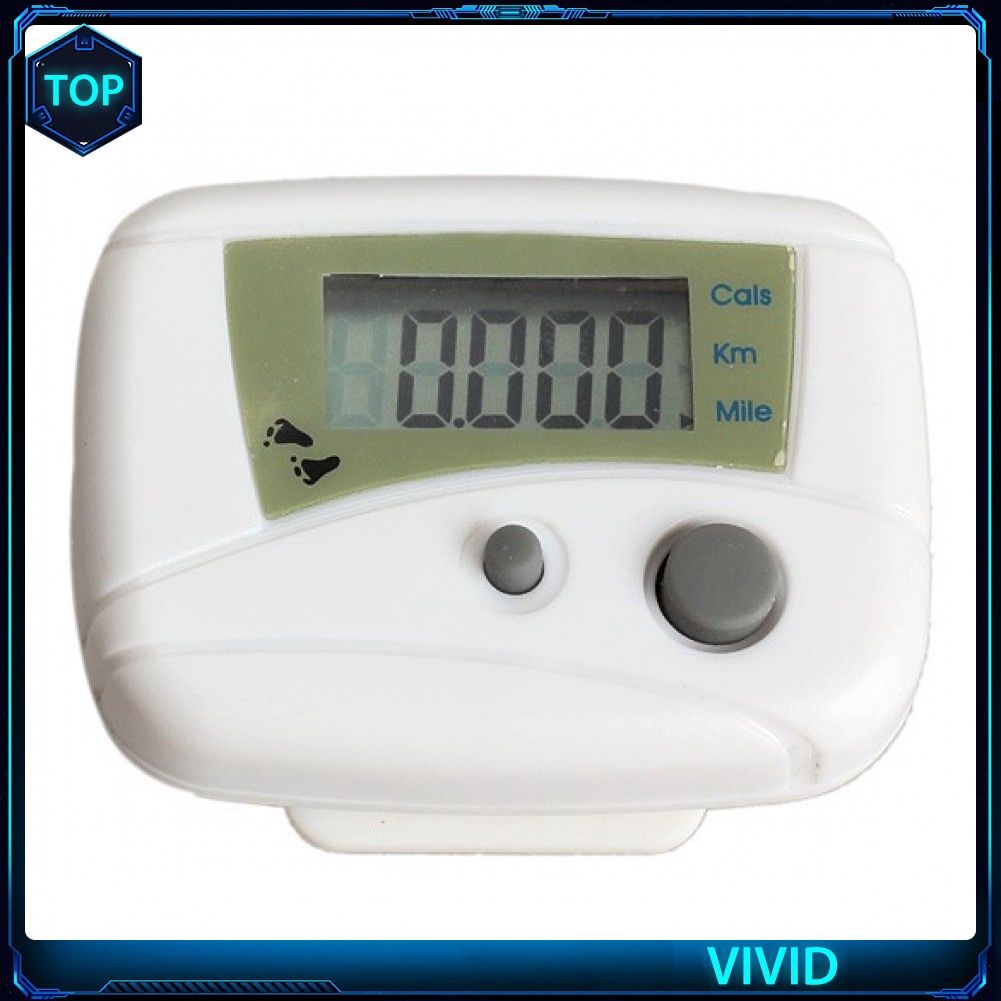 LCD Run Step Pedometer Walking Distance Calorie Counter Passometer White
