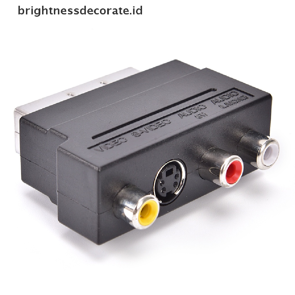 Adapter Scart Av Block Ke 3 Rca Phono Composite S-Video Dengan Switch In / Out Warna Emas