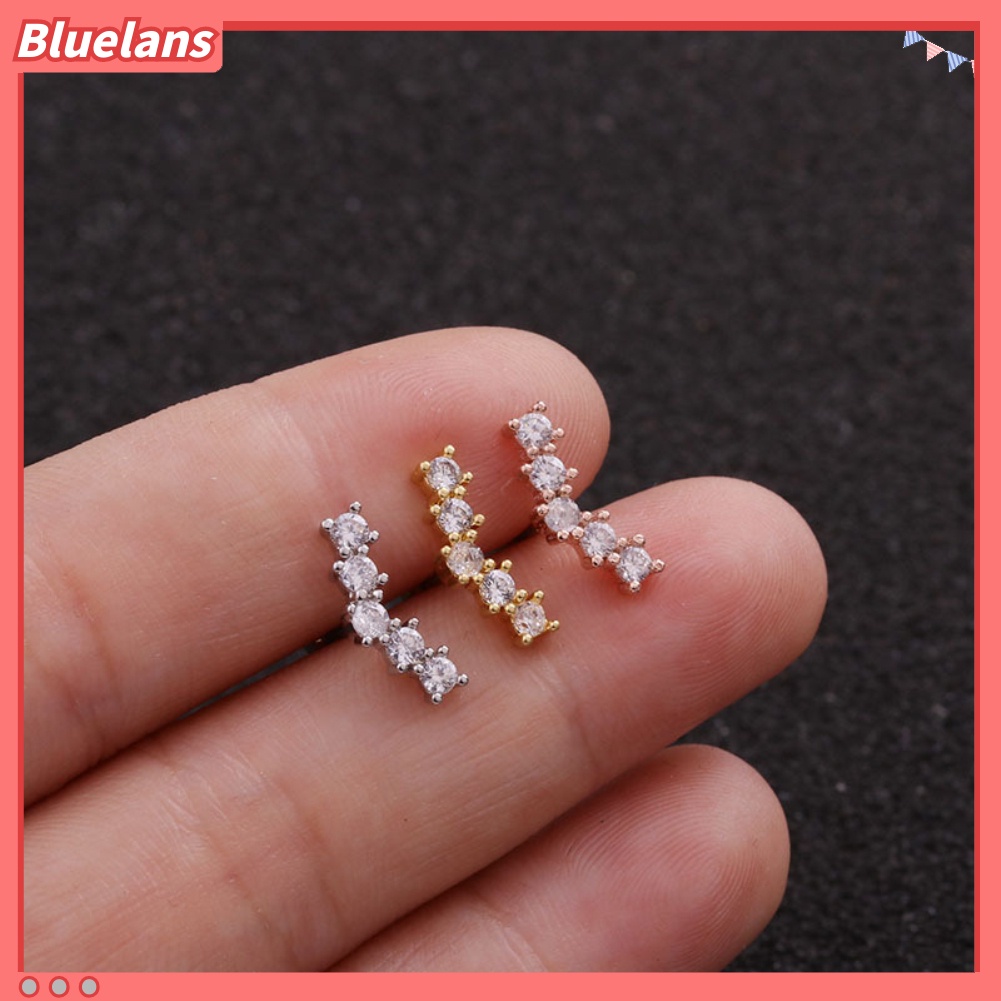 Bluelans 1Pc Lady Cubic Zirconia Inlaid Star Moon Ear Stud Earring Piercing Helix Jewelry