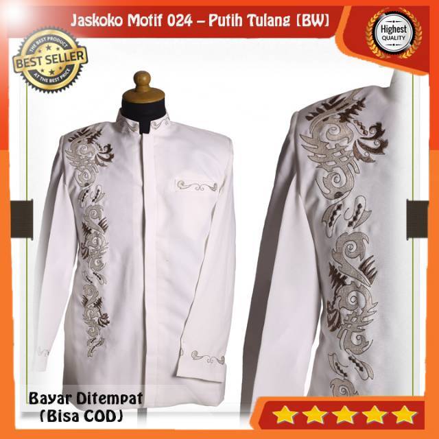 Jasko, Jaskoko Bordir Original Modern, Bahan Import Kualitas Terbaik, Kode 024 Putih Tulang