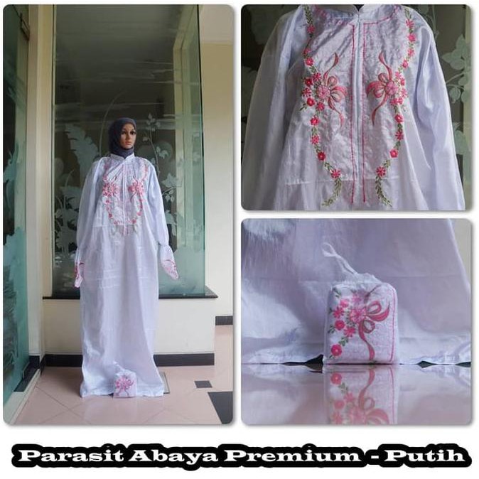 Promo Mukena Travelling Parasit Abaya Premium (Tanpa Kepala) Putih