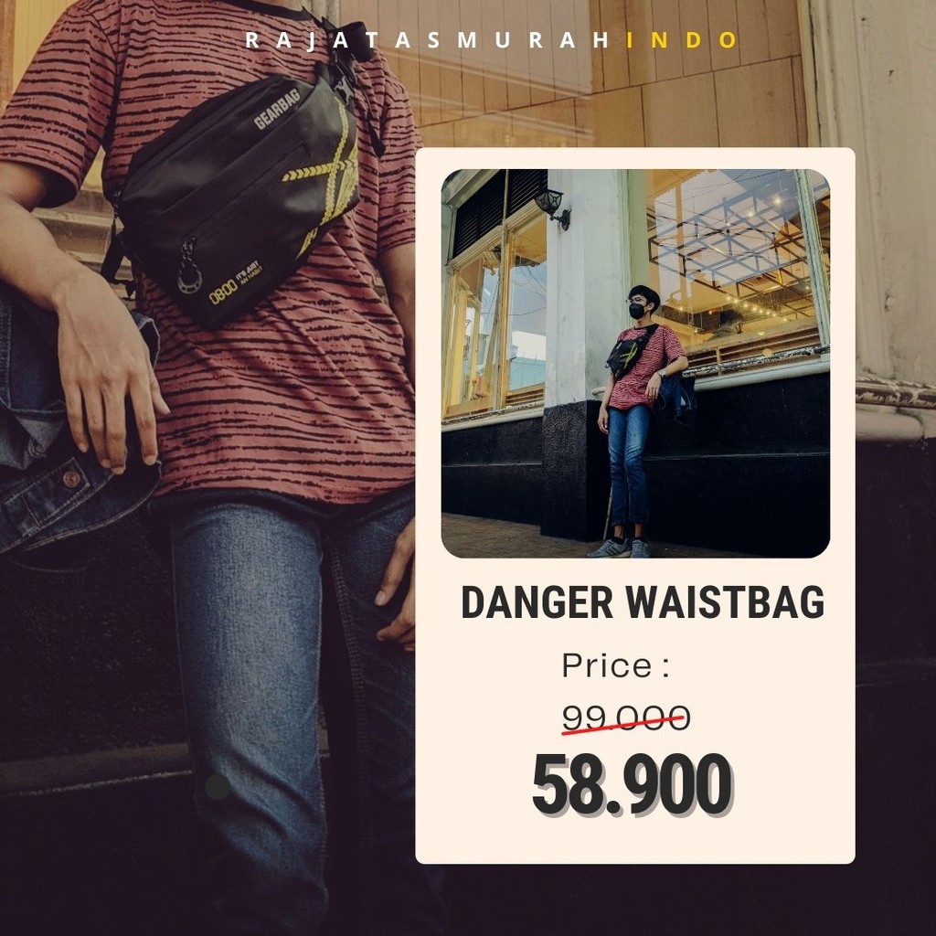 TAS SELEMPANG PRIA 2 IN 1 PORT DANGER13127 - WAISTBAG HITS