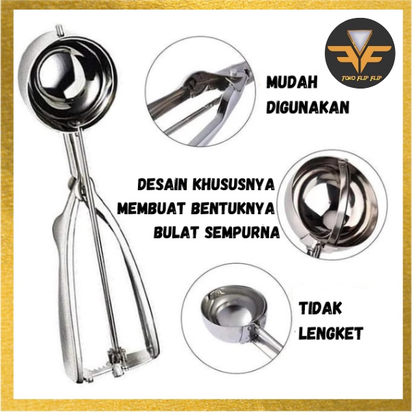 Scoop ice cream Premium Stainless Steel anti Karat Sendok Scoop Es Krim Bulat besar dengan per Multifingsi