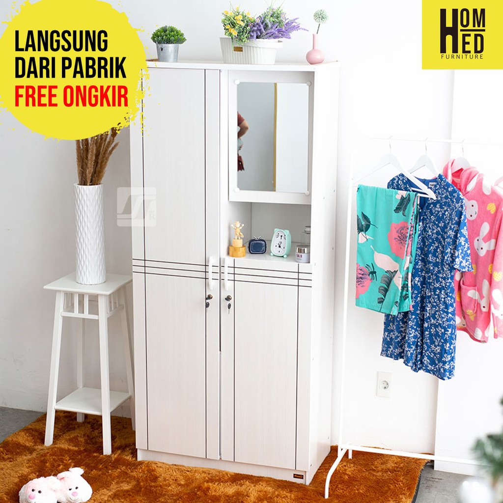 LEMARI PAKAIAN - LEMARI PAKAIAN MINIMALIS - LEMARI PAKAIAN KAYU - LEMARI DUA PINTU - HOMNED