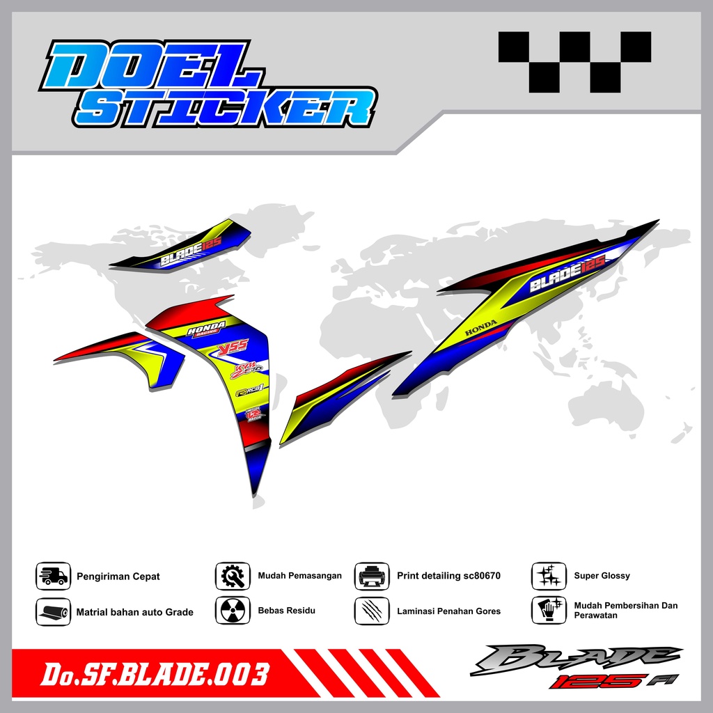 STICKER STRIPING BLADE NEW 125 - STICKER STRIPING LIST VARIASI HOLOGRAM , CROME BLADE NEW 125 DOEL 003