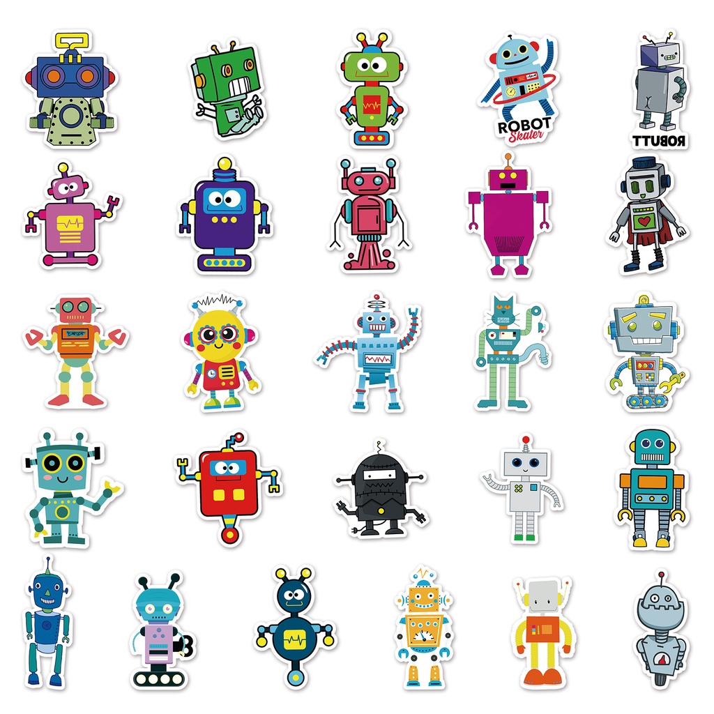 Zhang robot grafiti stiker kartun pribadi anak-anak lucu stiker DIY tangan akun bagasi skuter stiker