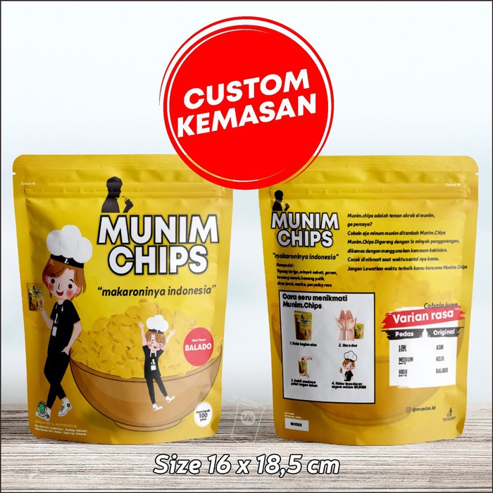 Custom Kemasan Standing Pouch Zipper Metalize 16x 18,5 cm