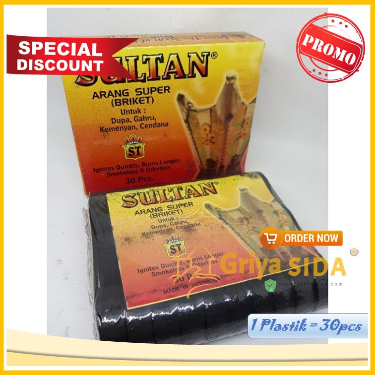 Arang super Sultan original (briket) isi 30pcs arang dupa shisa harga grosir