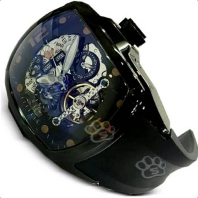 Jam tangan Pria Automatic Corum Strap Rubber Black Bezel Hitam Jam matic Automatic