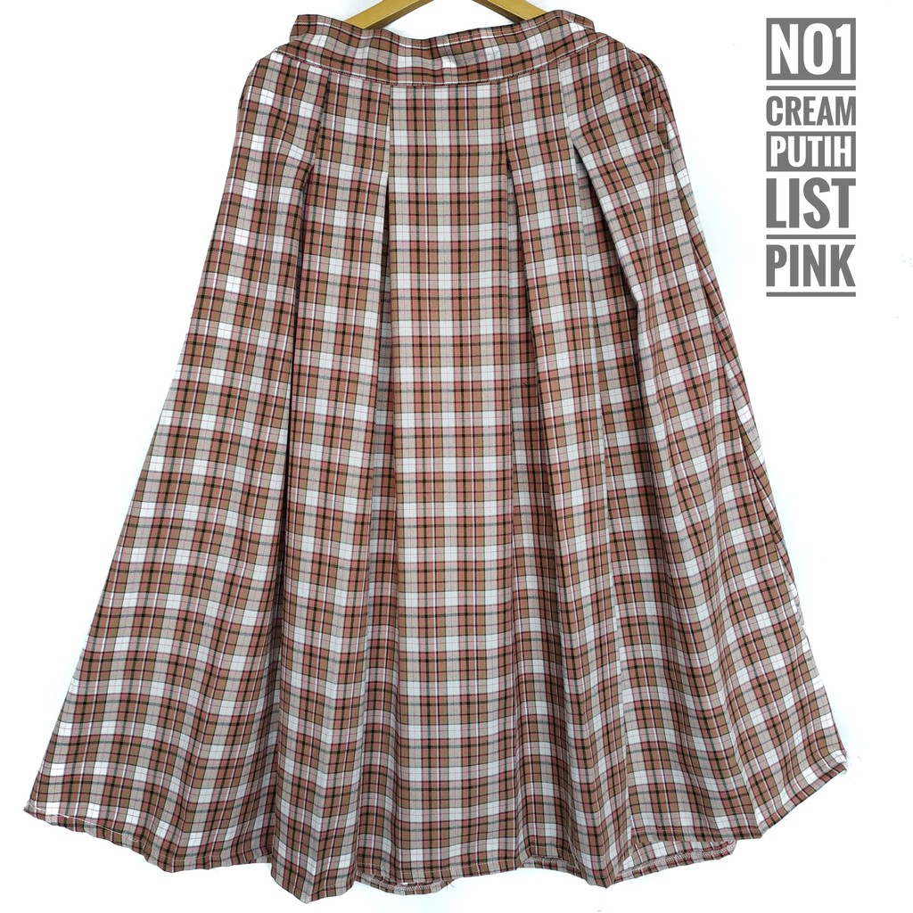 Rok flanel tartan panjang rempel depan belakang rok Rok flanel tartan panjang rempel depan belakang rok