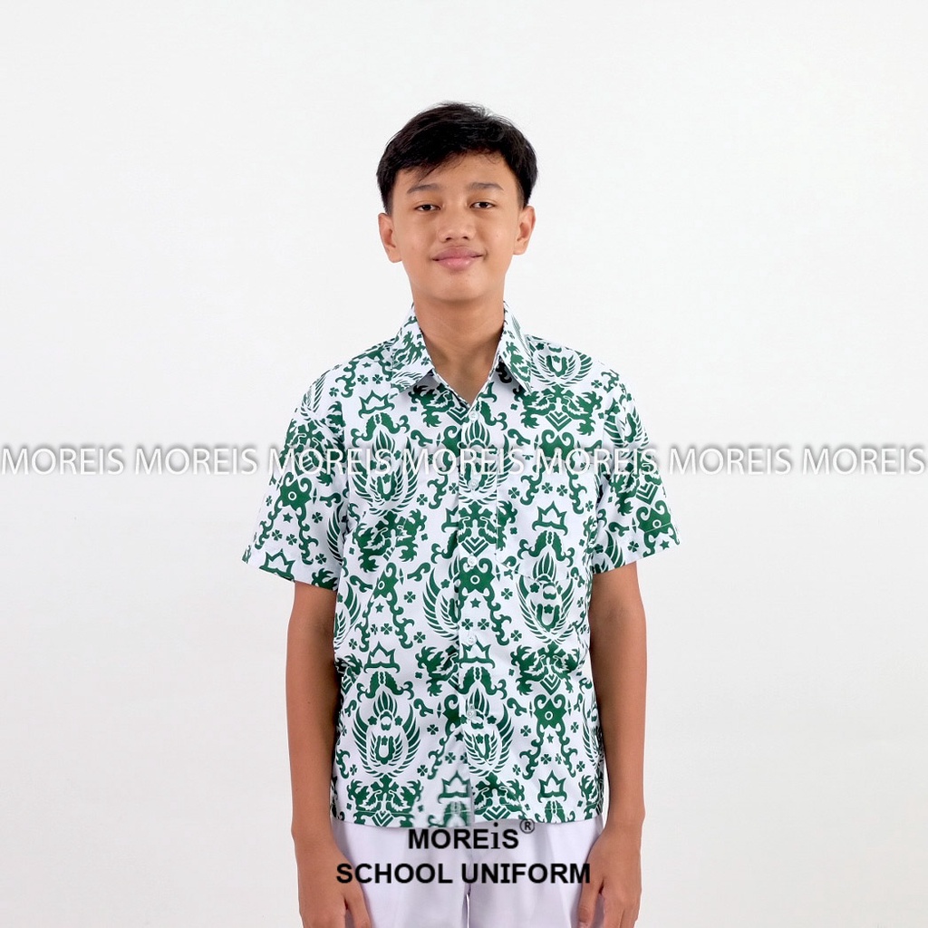 Seragam Baju Batik Garuda Pendek Hijau SD/MI/TK/PAUD