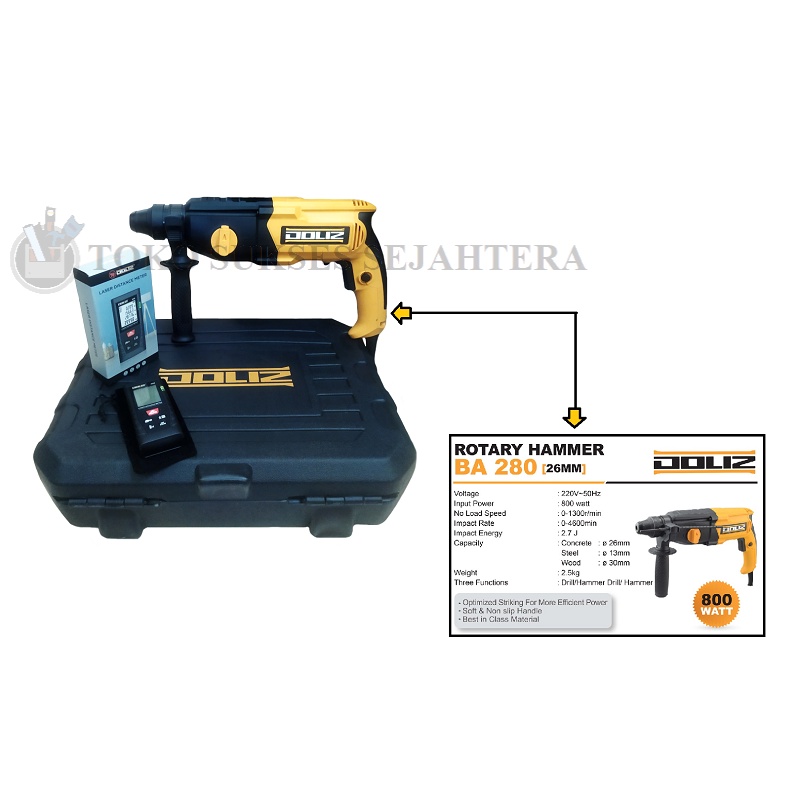 DOLIZ BA280 Rotary Hammer Drill / Mesin Bor Bobok Tembok Beton Impact Rotari BA 280 3 Fungsi