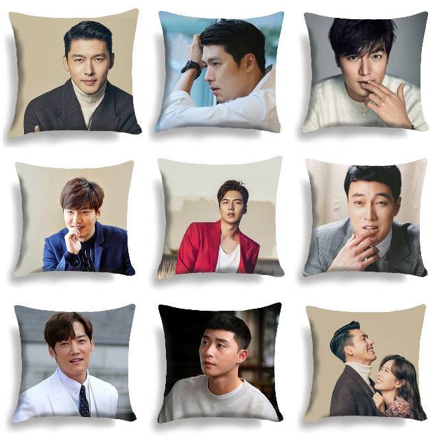 BANTAL SOFA PRINT MOTIF AKTOR ARTIS KOREA HYUN BIN / LEE MIN HO / PARK SEO JOON / KIM SOO HYUN / JI CHANG WOOK / BTS / KIM SUN HO 40X40 CM