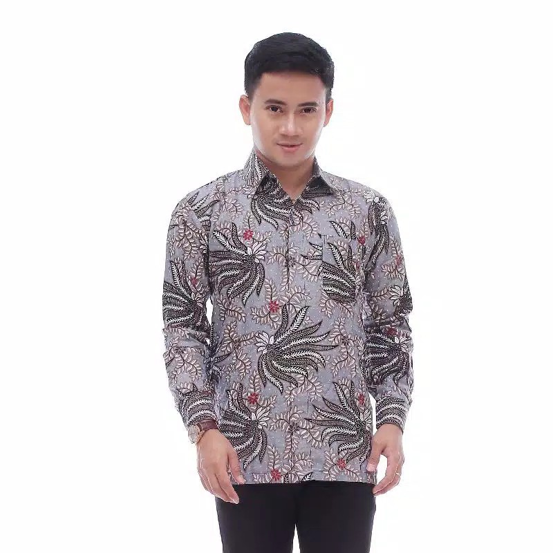 Batik Pria Lengan Panjang BATIK NAKULA HRB026 motif KERATONAN Kode 002 size M L XL XXL Reguler