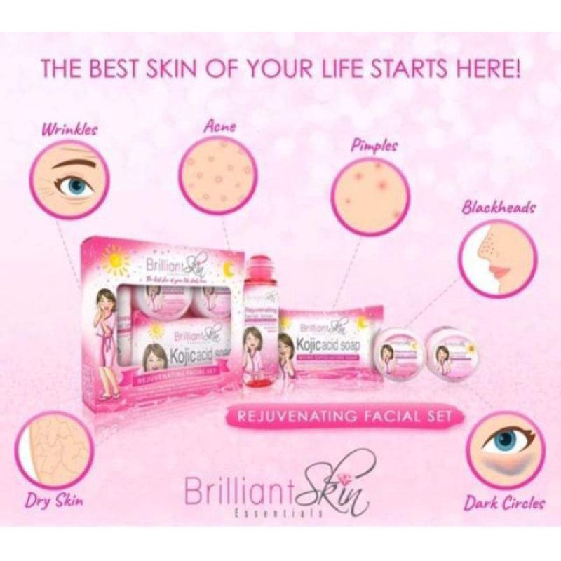Brilliant Skincare Rejuvenating Facial Set 100% Original Pemutih Wajah Whitening Penghilang Flek Pen