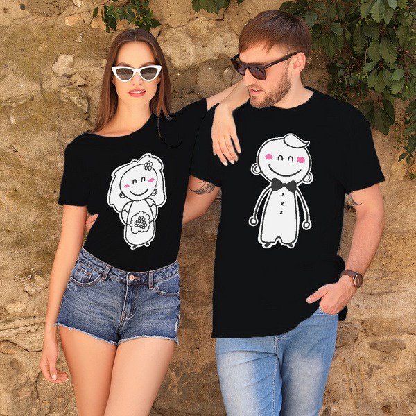 MYSTIQUE.ID-BAJU KAOS COUPLE MARRIED T-SHIRT LUCU DAN AESTHETIC