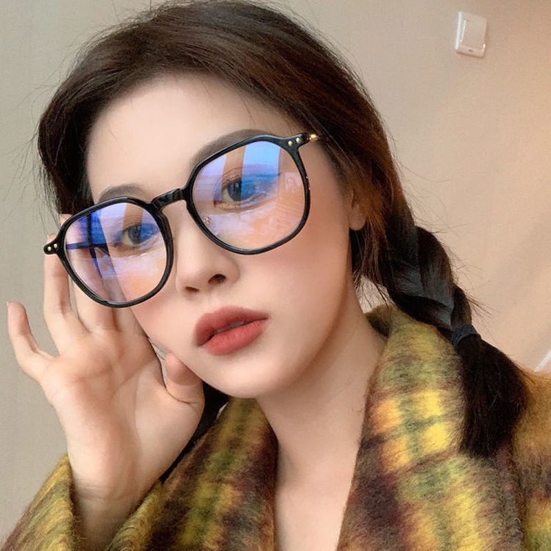 (YUZHU) Korea Fashion Super Besar Bingkai Persegi Anti Cahaya Biru Kacamata Mode Baru Gradien Warna Anti Radiasi Kacamata Wanita