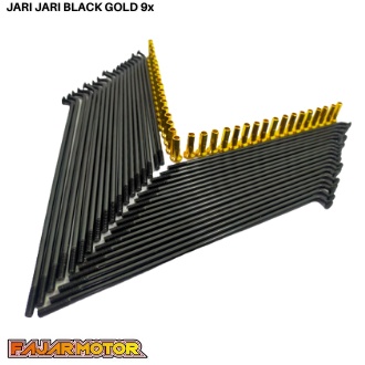 JARI JARI RUJI HITAM 36 BIJI SPOKES BLACK NIPPLE GOLD 9x 89 120 130 154 157 159 164 172 184 BLACK SPOKES