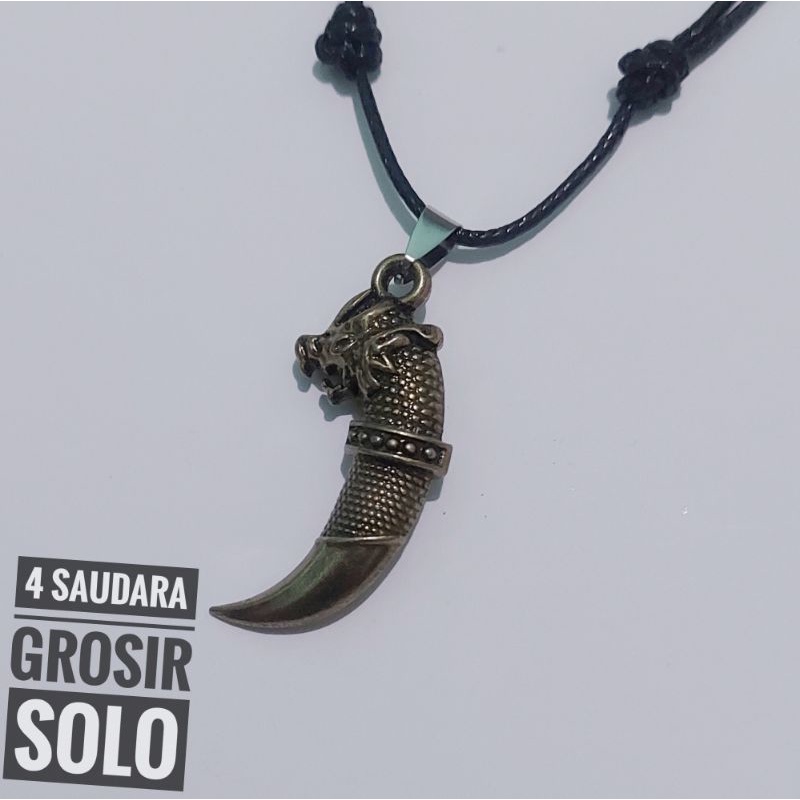 4s Grosir Solo || Kalung Tali Korea Liontin Taring Baja Steinless stell Anti Karat&amp;Luntur