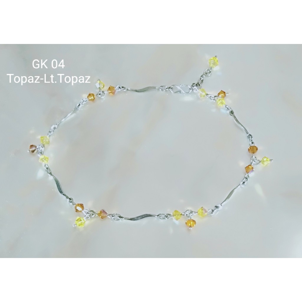 Gelang Kaki Swarovski Kode GK 04 warna Topaz - Lt. Topaz