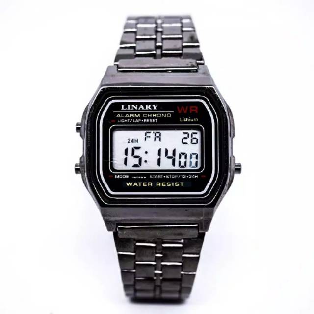 Jam Tangan Pria Wanita Fashion  Linary Kotak Tiga Tombol  Rantai Steel