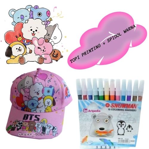 Tas Ransel BT21 Free Botol Dan Topi