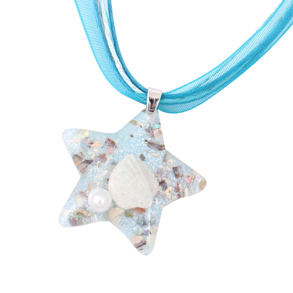 Hu Hu Hu Hu Hu Alat Bantu Pasang Kacamata♡ Kalung Liontin Bintang Laut Bahan Benang Sutra Untuk Wanita
