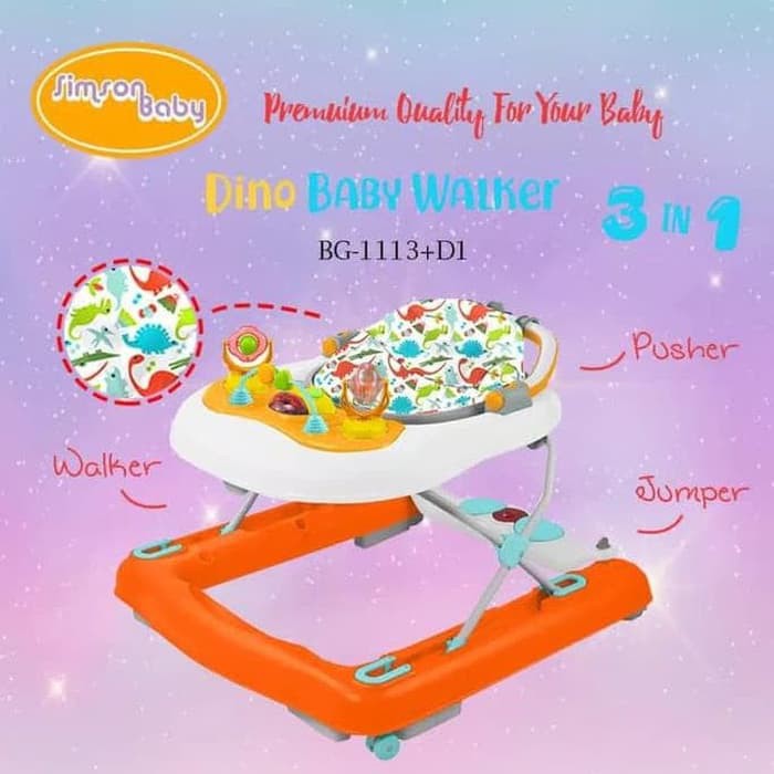 Simson Baby Walker 3in1 Walker + Pusher + Musical Jumper