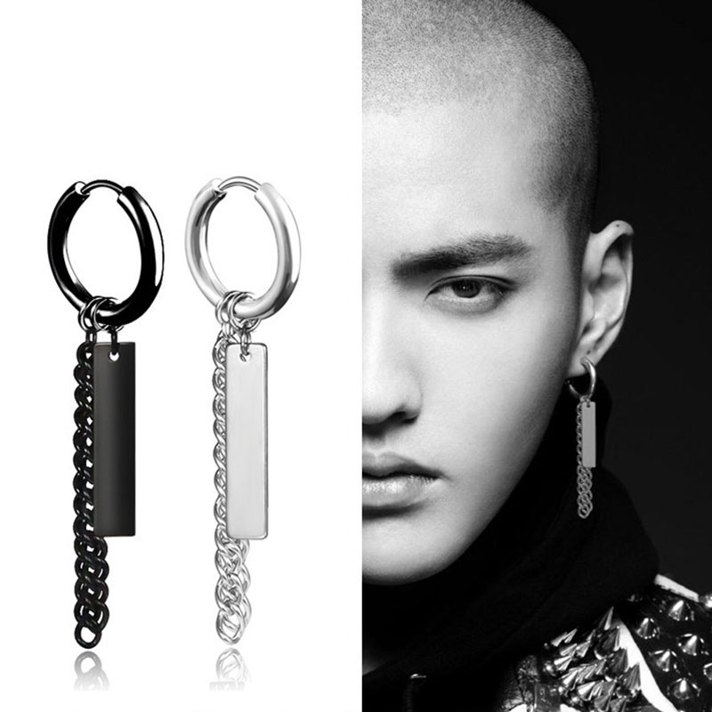 Geometris Rantai,Telinga Hoop,Anting-Anting,Korea Hip Hop Punk Perhiasan Pria Wanita Pesona Anting,Fashion Aksesoris