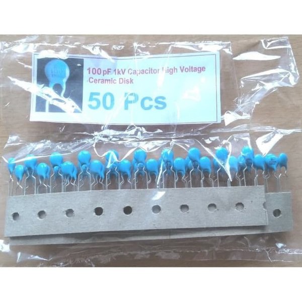 Miliki QTY 50 pcs Capacitor 101K 100Pf 1000V 1KV Biru Terlaris