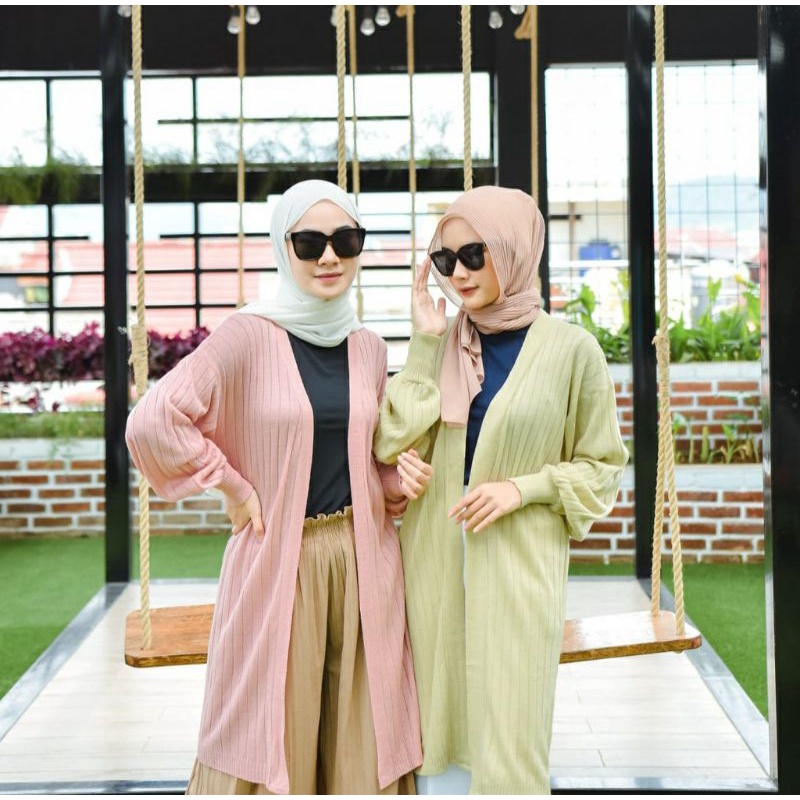 Keisha Long Cardigan Rajut/REVITA LONG CARDY BALON/Pakaian Wanita