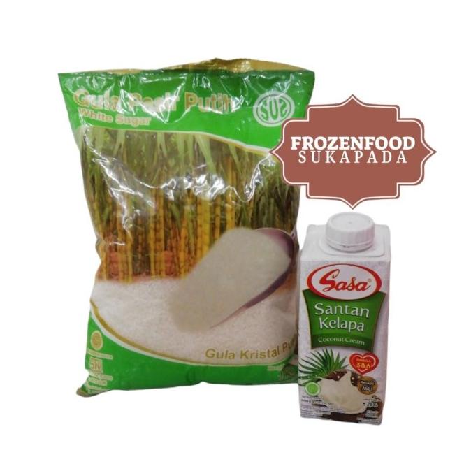 

`````````] promo hemat (gula pasir 1kg + Sasa santan 200ml)