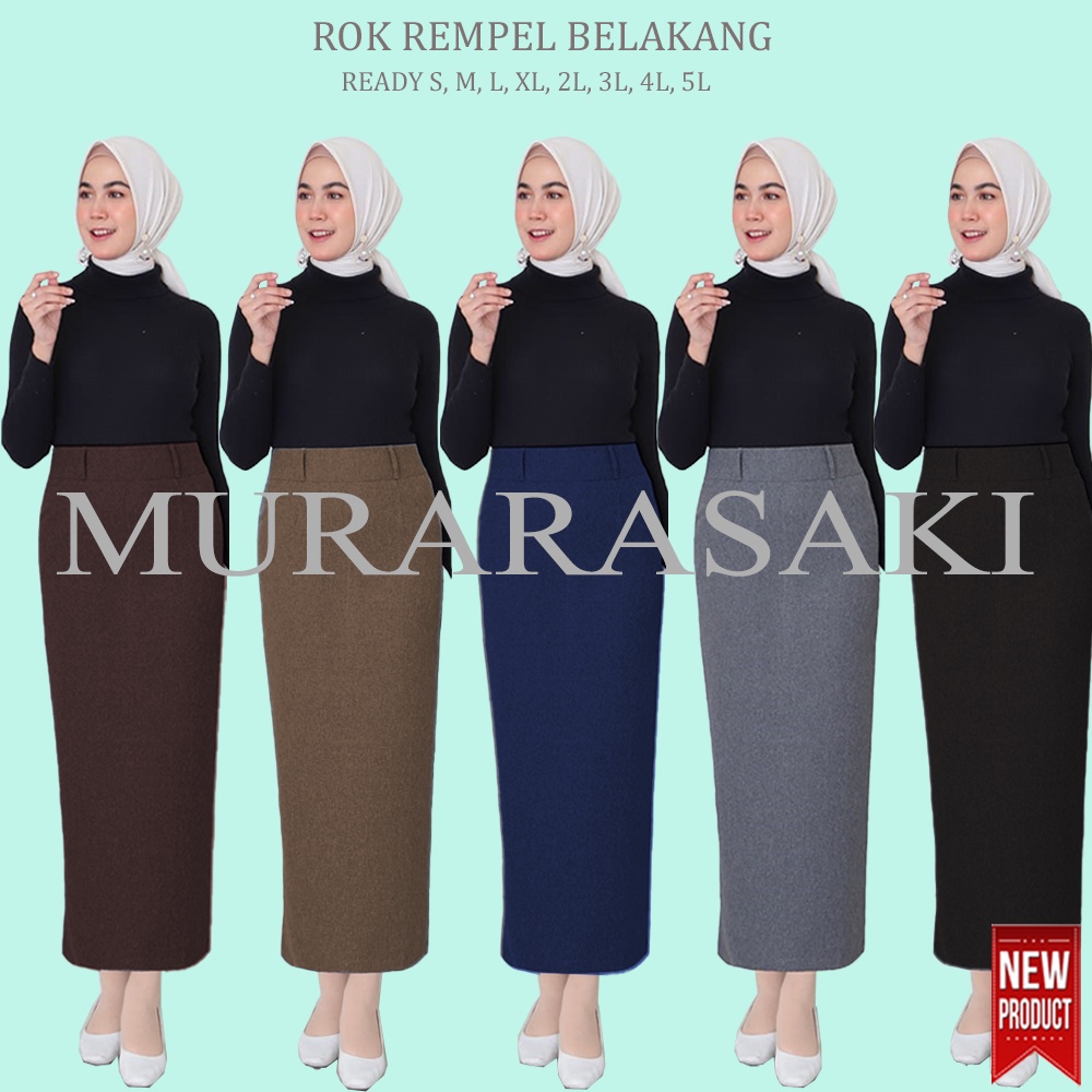 Rok Span Panjang REMPEL BELAKANG Ukuran S - 4L JUMBO Bahan Gabardine Hitam Abu Mocca Coklat Tua Maxi