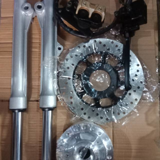 Full set pengereman rem cakram standar shock standar depan supra star c70 grand Plus teromol depan