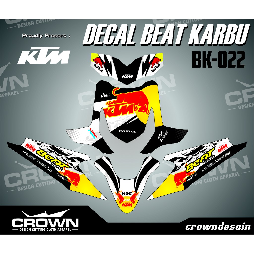 Sticker Decal Beat Karbu Ktm Racingpro Shopee Indonesia