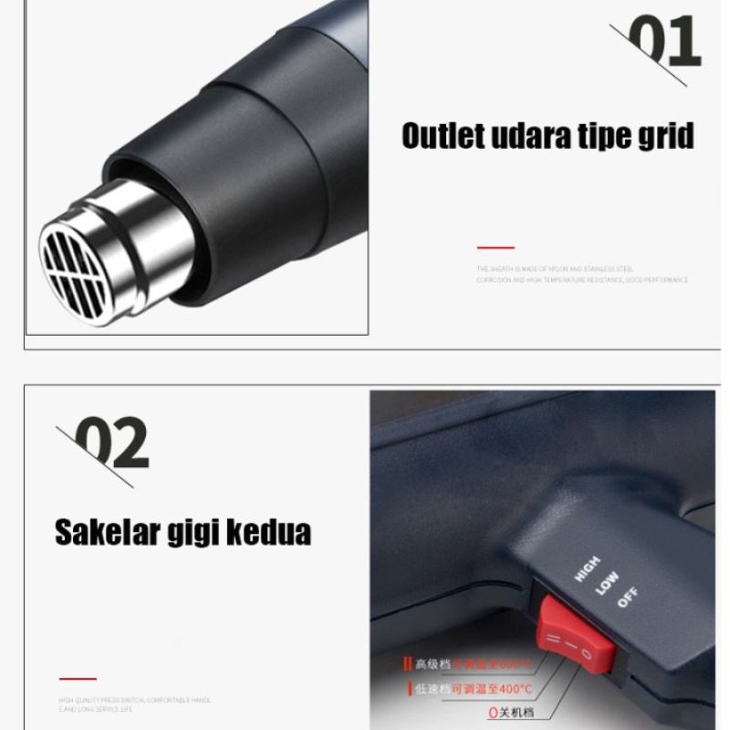Heat Gun Electric Hot Gun Air  220V 2000W  Welding Torch 2000W - 886C