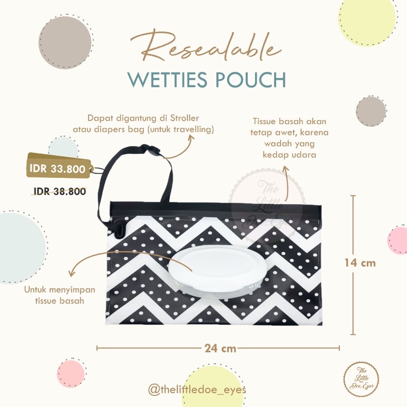 [READY] Resealable Wetties Pouch Tempat Tissue Basah (NEW MOTIF)