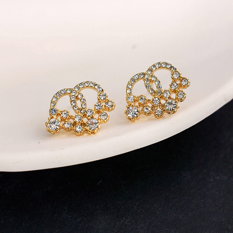 Anting 925 Silver Needle Aksen Zircon Gaya Perancis Untuk Wanita