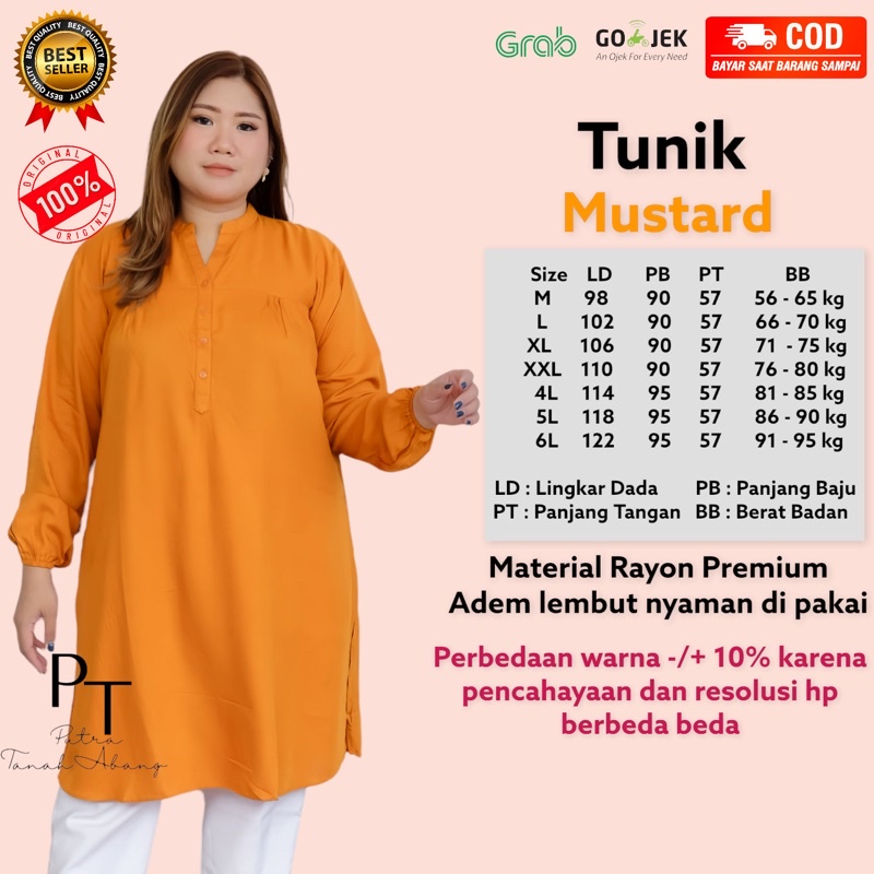 Tunik atasan baju pakaian mustard kuning wanita cewek perempuan muslim muslimah big size bigsize jum