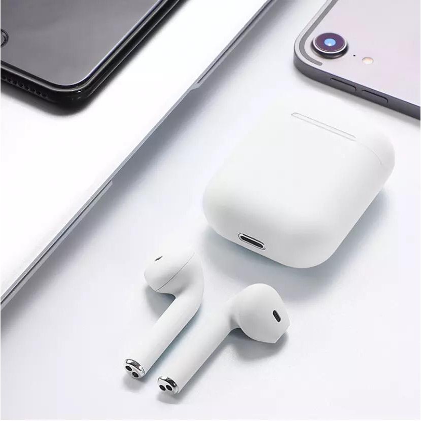 I12 Macaron TWS Headset Earphone Bluetooth Wireless Extra Bass Up to BT 5.0-White/Putih