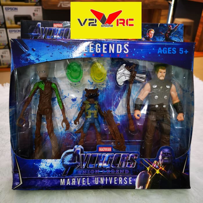 V2C -  Action Figure Avengers EndGame 3 Hero Thor Rocket & Groof