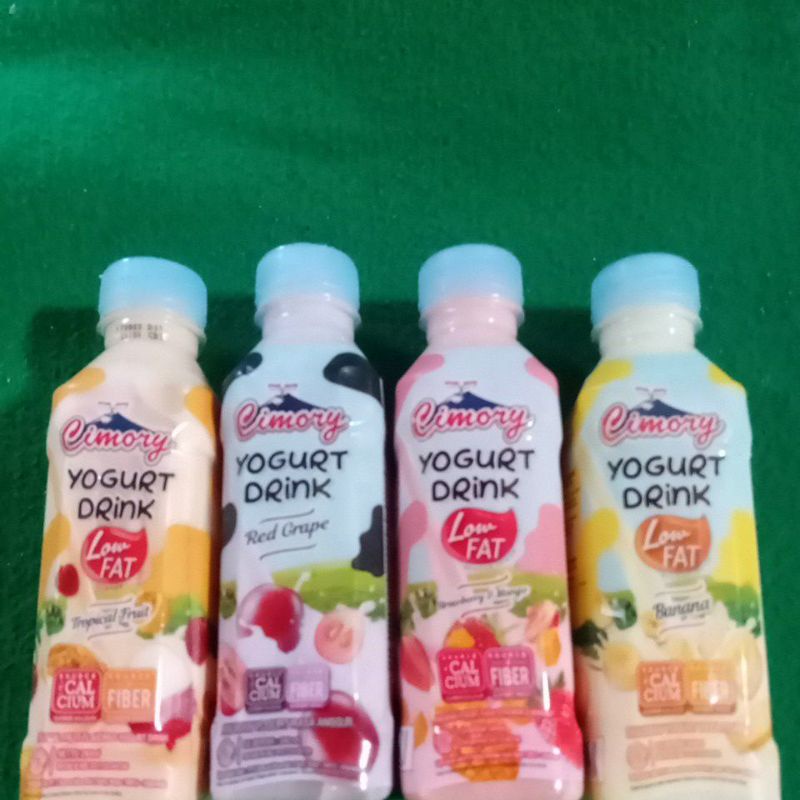 

Cimory yogurt drink low fat rasa banana,strawberry & mangga, red grape, tropical fruit.