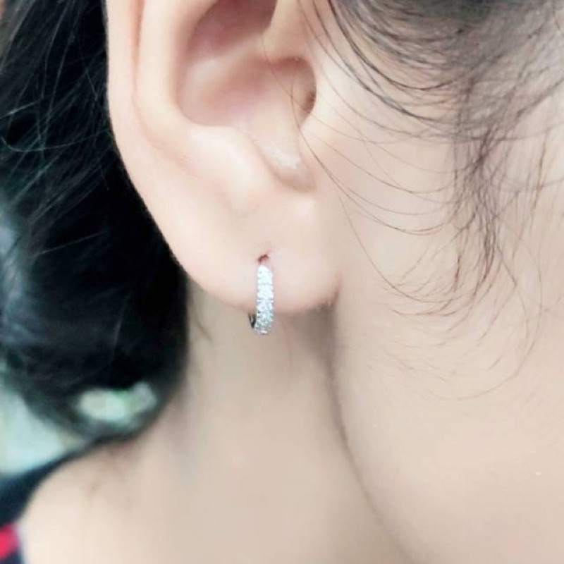 Anting jepit bulat perak 925 lapis emas putih