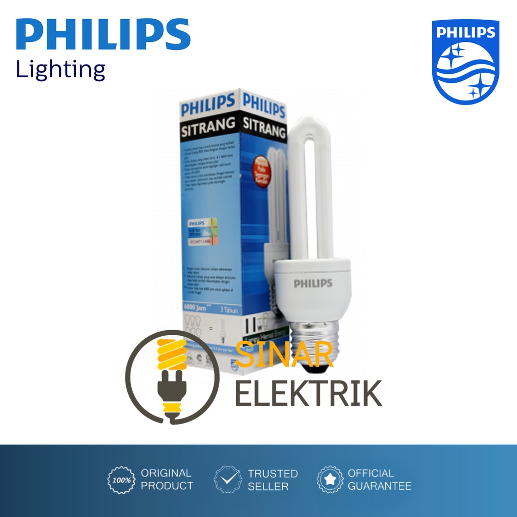 Lampu PHILIPS Sitrang 5W 8W 11W 18W 23W Putih - Lampu Hemat Energi 5 8 11 18 23 W Watt