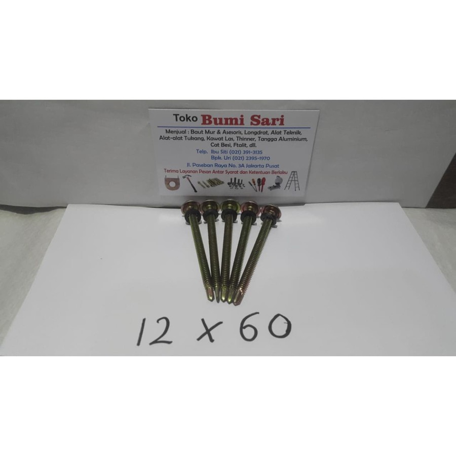 Baut atap 12 x 60 / Rofing kuning 6 cm