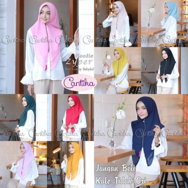 Khimar/ hijab instan hoodie zyper by cantika