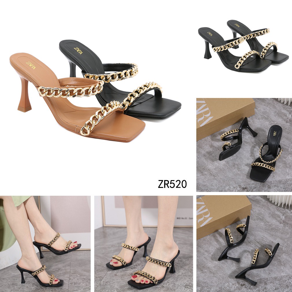 ZR Double Chain Strapped Slippers Heel ZR520